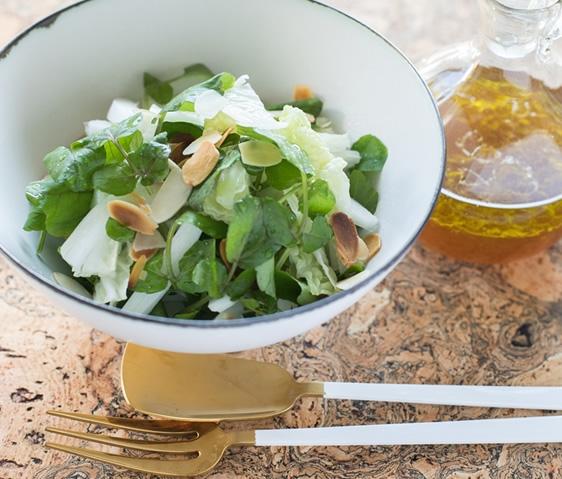 白菜とクレソンのサラダ京風だしドレッシング