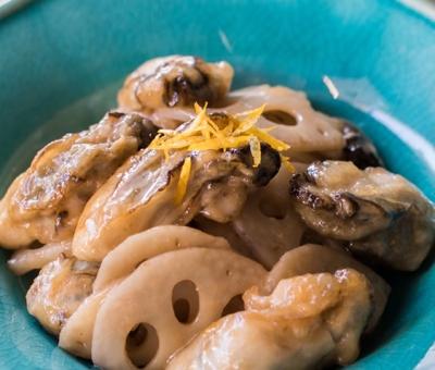 かきとれんこんのバターだし醤油いため